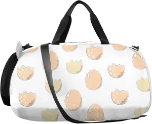 VIGTRO Cute Egg Pattern Modern Colours Kids Overnight Travel Duffel Bag Sport Gym Bag for Boys Girls with Shoe Compartment, Carry On Weekender Luggage Bag for Dance Swim Yoga