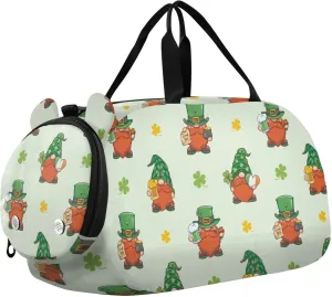 VIGTRO Cute Gnomes Happy Saint Patrick's Day Kids Overnight Travel Duffel Bag Sport Gym Bag for Boys Girls with Shoe Compartment, Carry On Weekender Luggage Bag for Dance Swim Yoga