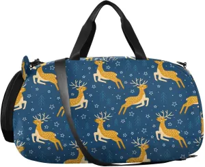 VIGTRO Cute Jump Deers Stars Kids Overnight Travel Duffel Bag Sport Gym Bag for Boys Girls with Shoe Compartment, Carry On Weekender Luggage Bag for Dance Swim Yoga