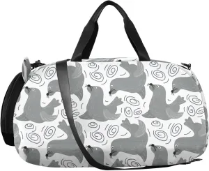VIGTRO Cute Seals Pattern Kids Overnight Travel Duffel Bag Sport Gym Bag for Boys Girls with Shoe Compartment, Carry On Weekender Luggage Bag for Dance Swim Yoga