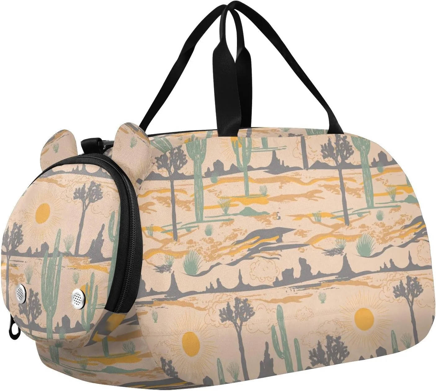 VIGTRO Desert Cactus Sunset Mountain Kids Overnight Travel Duffel Bag Sport Gym Bag for Boys Girls with Shoe Compartment, Carry On Weekender Luggage Bag for Dance Swim Yoga