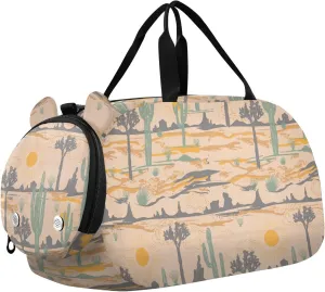 VIGTRO Desert Cactus Sunset Mountain Kids Overnight Travel Duffel Bag Sport Gym Bag for Boys Girls with Shoe Compartment, Carry On Weekender Luggage Bag for Dance Swim Yoga