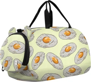 VIGTRO Food Boiled Eggs Kids Overnight Travel Duffel Bag Sport Gym Bag for Boys Girls with Shoe Compartment, Carry On Weekender Luggage Bag for Dance Swim Yoga