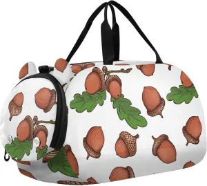 VIGTRO Funny Colorful Acorns Kids Overnight Travel Duffel Bag Sport Gym Bag for Boys Girls with Shoe Compartment, Carry On Weekender Luggage Bag for Dance Swim Yoga