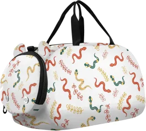 VIGTRO Magical Colorful Snakes Kids Overnight Travel Duffel Bag Sport Gym Bag for Boys Girls with Shoe Compartment, Carry On Weekender Luggage Bag for Dance Swim Yoga