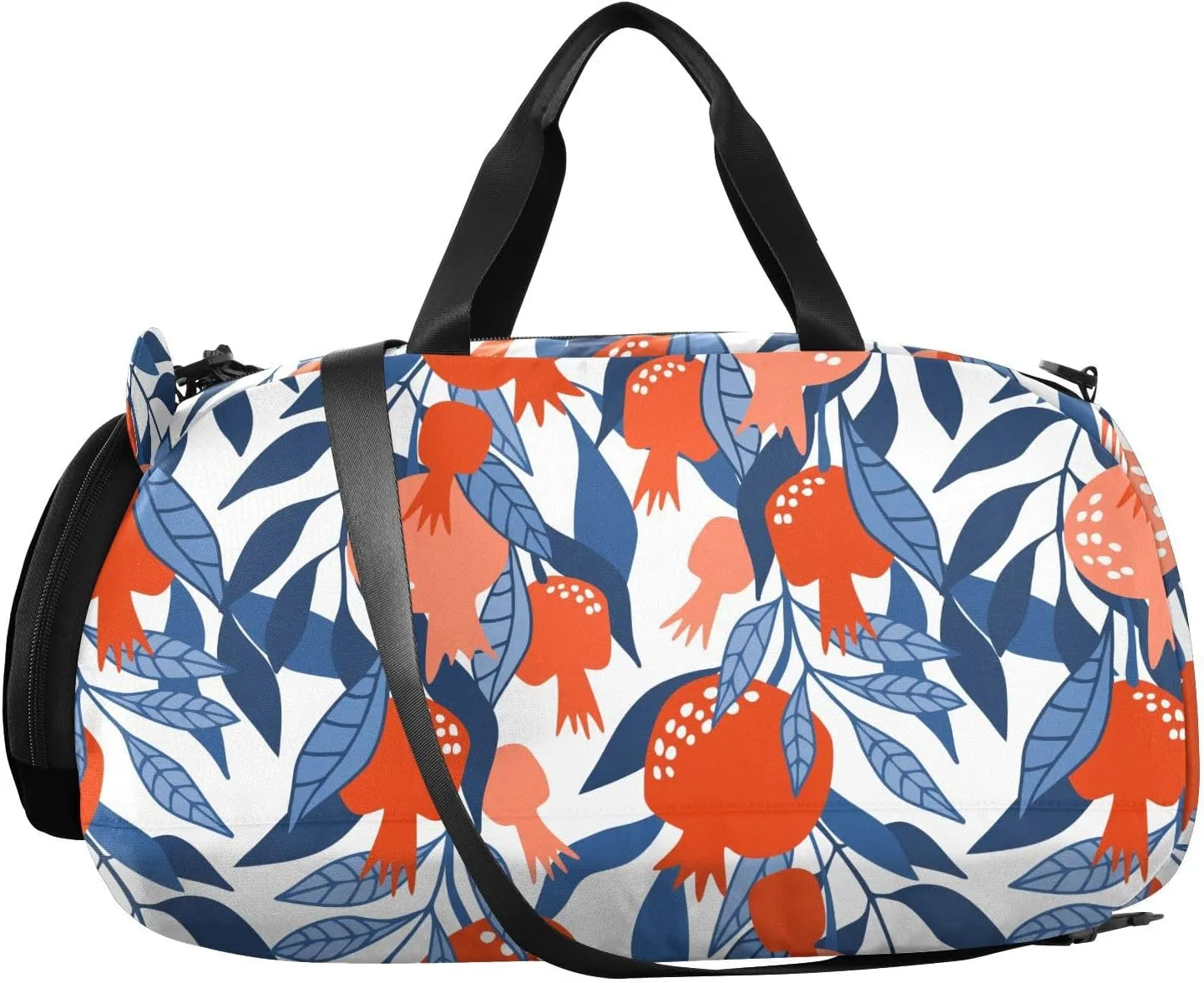 VIGTRO Pomegranates Tree Leaves Kids Overnight Travel Duffel Bag Sport Gym Bag for Boys Girls with Shoe Compartment, Carry On Weekender Luggage Bag for Dance Swim Yoga