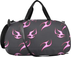 VIGTRO Popular Fire Boys Girls Sports Travel Duffel Bags with Shoes Compartment, Weekender Overnight Gym Bag for Swimming, Dancing, Outing