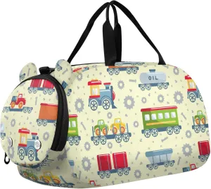 VIGTRO Railroad Transport Vehicle Kids Overnight Travel Duffel Bag Sport Gym Bag for Boys Girls with Shoe Compartment, Carry On Weekender Luggage Bag for Dance Swim Yoga