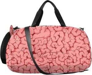 VIGTRO Seamless Pattern Brain Kids Overnight Travel Duffel Bag Sport Gym Bag for Boys Girls with Shoe Compartment, Carry On Weekender Luggage Bag for Dance Swim Yoga