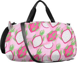 VIGTRO Tropical Dragon Fruit Pattern Kids Overnight Travel Duffel Bag Sport Gym Bag for Boys Girls with Shoe Compartment, Carry On Weekender Luggage Bag for Dance Swim Yoga