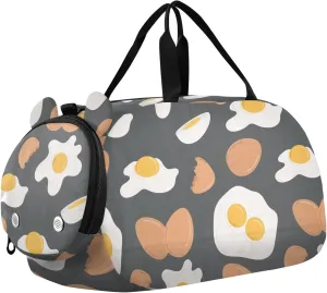 VIGTRO Yummy Food Chicken Eggs Kids Overnight Travel Duffel Bag Sport Gym Bag for Boys Girls with Shoe Compartment, Carry On Weekender Luggage Bag for Dance Swim Yoga