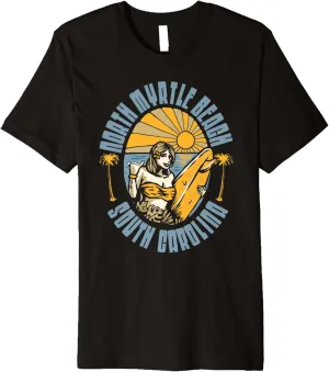 Vintage North Myrtle Beach SC Surfer Girl Retro Beach Lover Premium T-Shirt