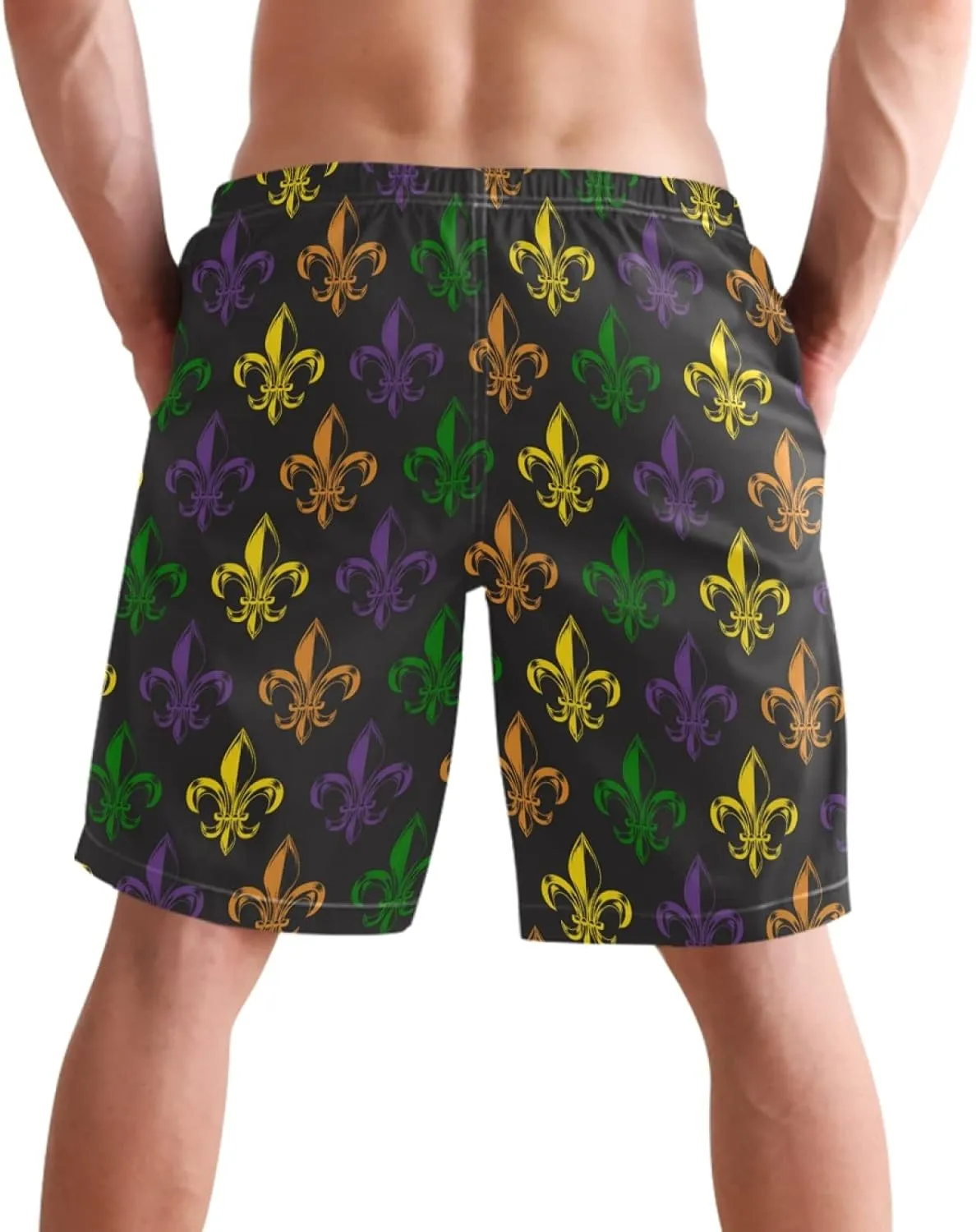 visesunny Fashion Funny Style Men's Beach Shorts Swim Trunks Quick Dry Casual Polyester Swim Shorts with Pockets S-XXL
