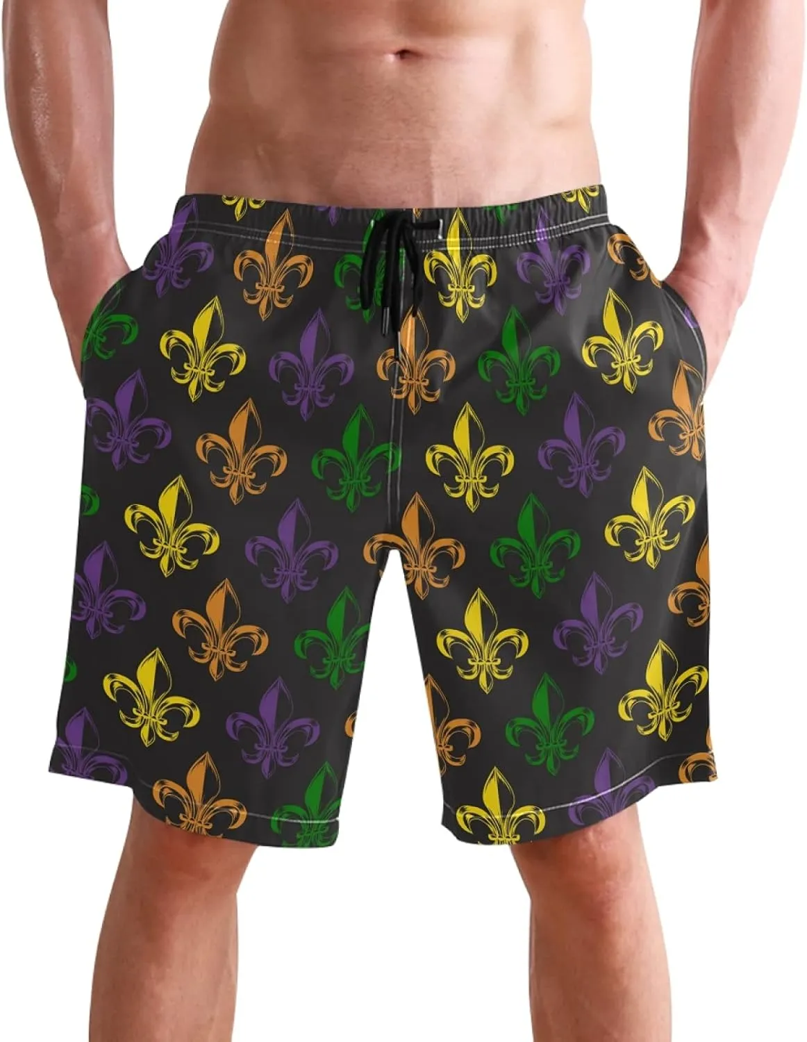 visesunny Fashion Funny Style Men's Beach Shorts Swim Trunks Quick Dry Casual Polyester Swim Shorts with Pockets S-XXL