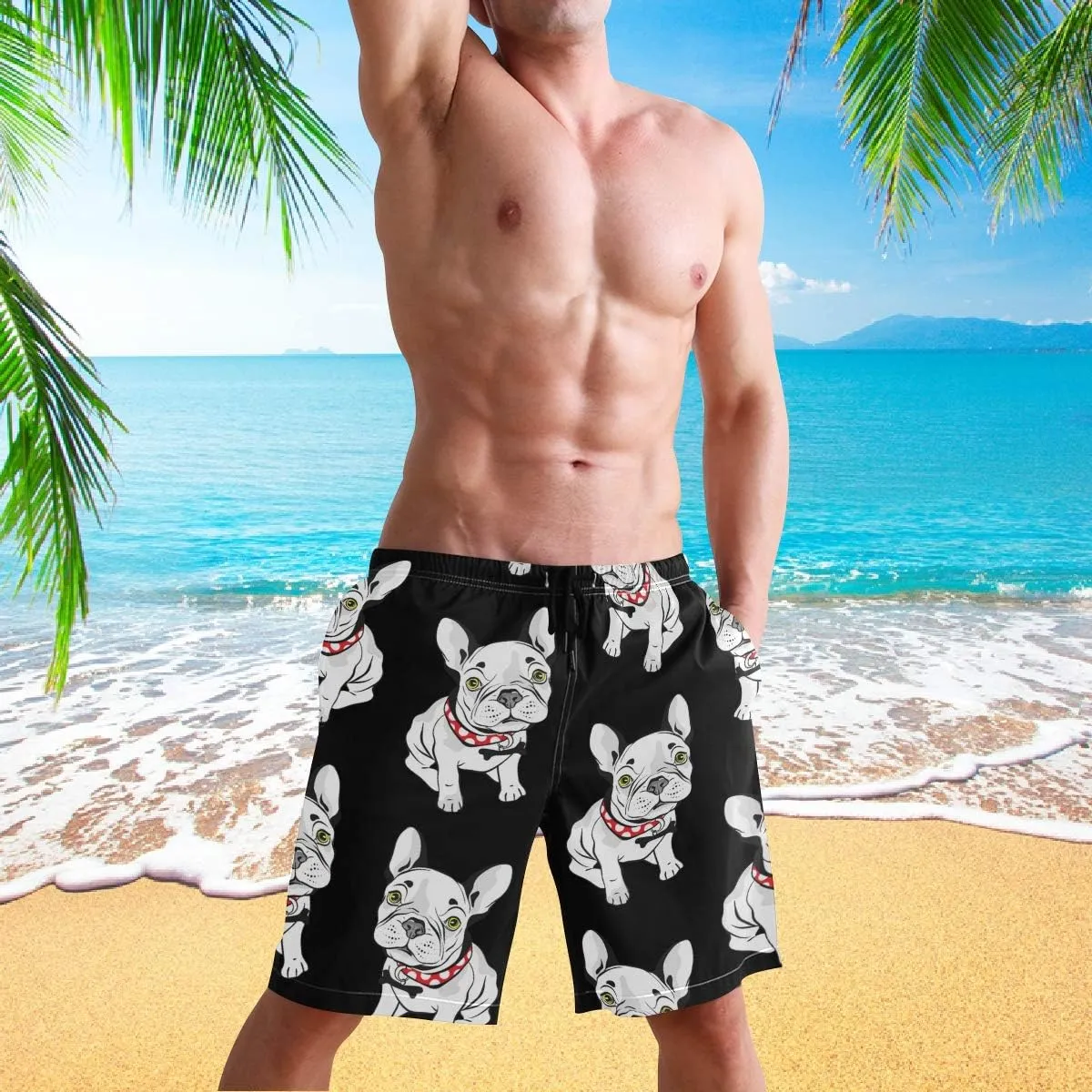 visesunny Hawaiian Men's Summer Beach Shorts Swim Trunks Sports Running Bathing Suits with Mesh Lining