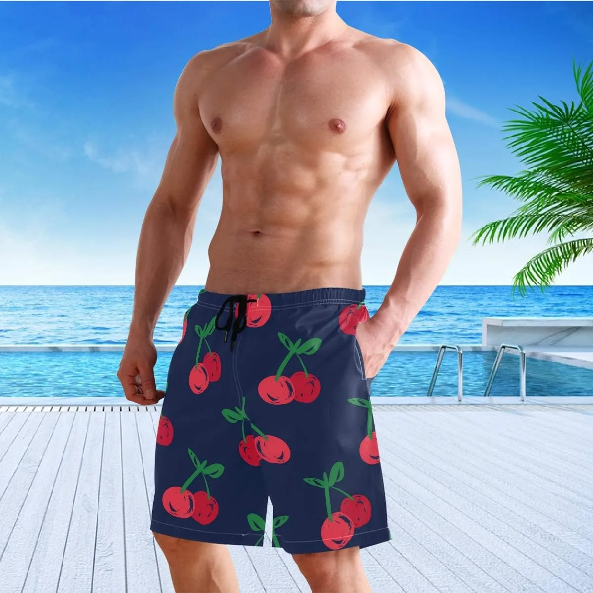 visesunny Men's Colorful Flower Print Beach Shorts Hot Summer Swim Trunks Sports Running Bathing Suits with Mesh Lining