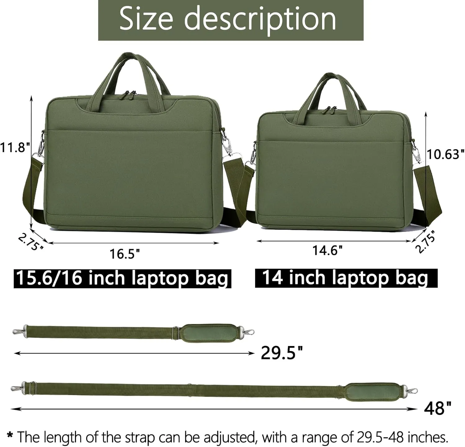 VODIU 14 15.6 16 inch Laptop Case, Basics Laptop Bag with Compartment, Carrying Briefcase Messenger Bag with Strap,Pocket