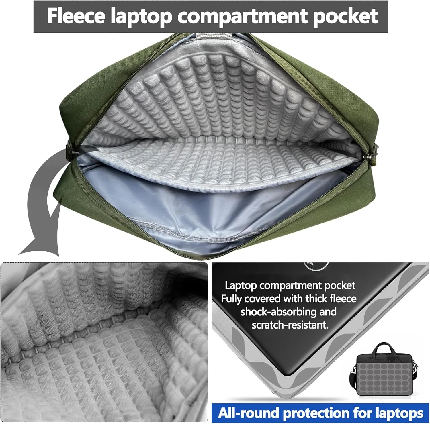 VODIU 14 15.6 16 inch Laptop Case, Basics Laptop Bag with Compartment, Carrying Briefcase Messenger Bag with Strap,Pocket