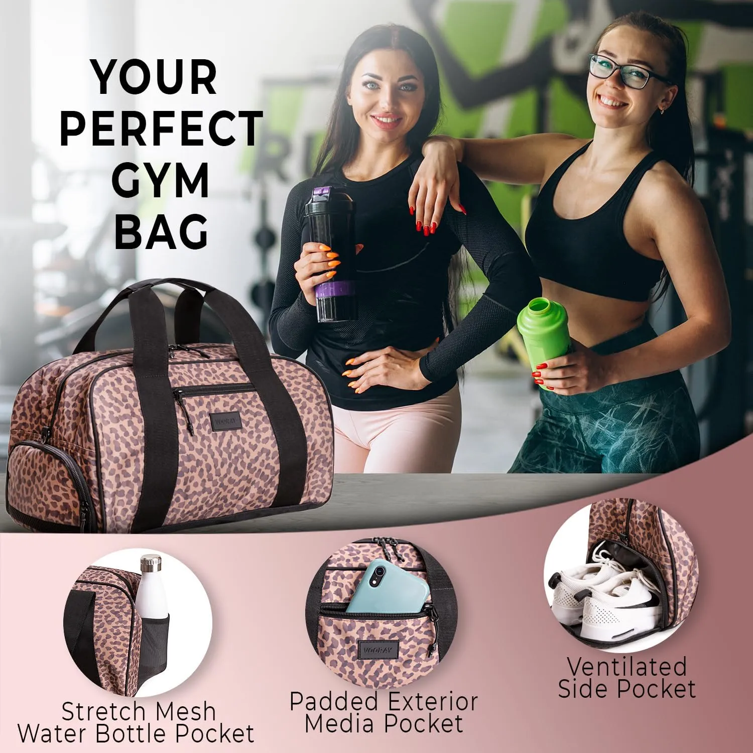 Vooray Burner Gym Duffel Bag, Gym Bag for Women and Men with Shoe Compartment, Weekender, Overnight & Travel Duffel for Sports and Workout
