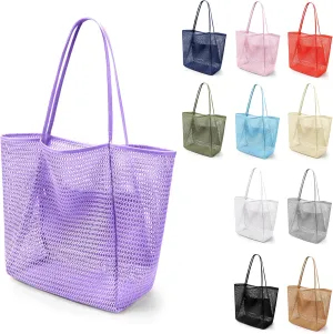 VOROLO Mesh Tote Beach Bag,Women Fairycore Hobo Bag,Shoulder Bag,Soft Summer Casual Crochet Bags