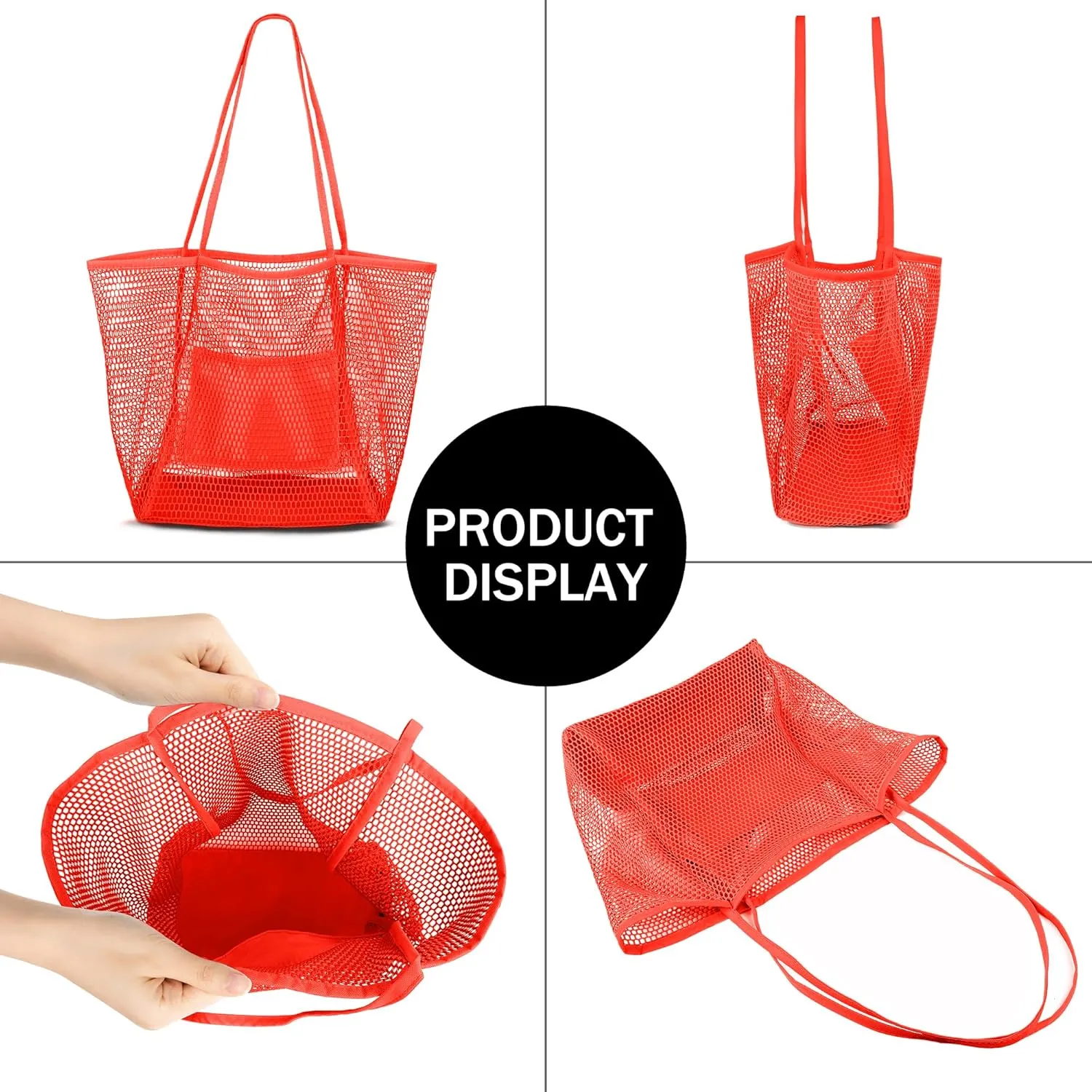 VOROLO Mesh Tote Beach Bag,Women Fairycore Hobo Bag,Shoulder Bag,Soft Summer Casual Crochet Bags