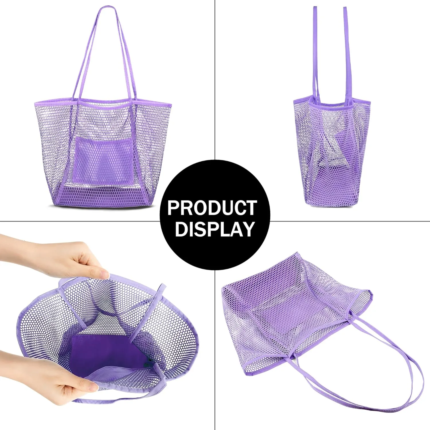 VOROLO Mesh Tote Beach Bag,Women Fairycore Hobo Bag,Shoulder Bag,Soft Summer Casual Crochet Bags
