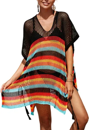 Wander Agio Wonens Beach Club Perspective Casual Cover Bikini Cover-up Net Knit Coverups Large Hole Mesh