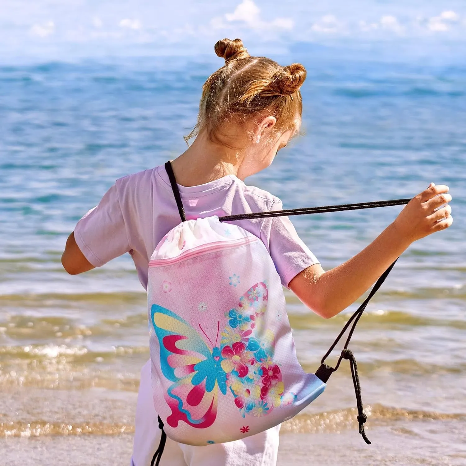 WAWSAM Drawstring Backpack - Drawstring Bags for Kids Swim Bag for Beach
