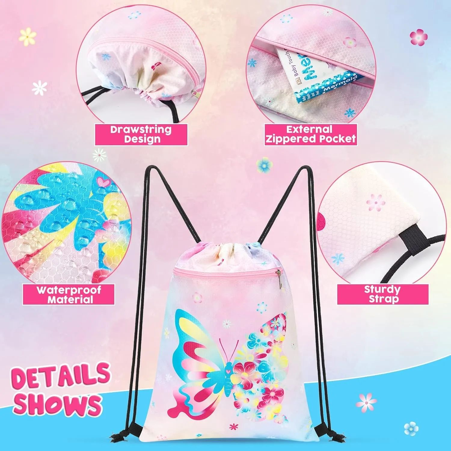 WAWSAM Drawstring Backpack - Drawstring Bags for Kids Swim Bag for Beach