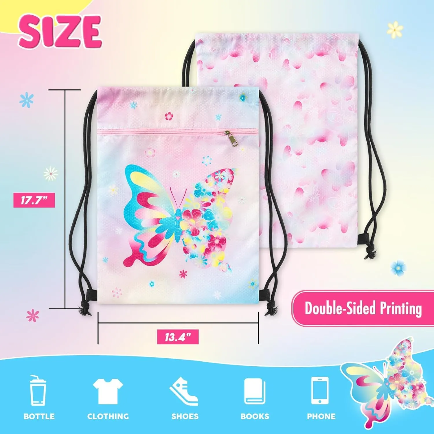 WAWSAM Drawstring Backpack - Drawstring Bags for Kids Swim Bag for Beach