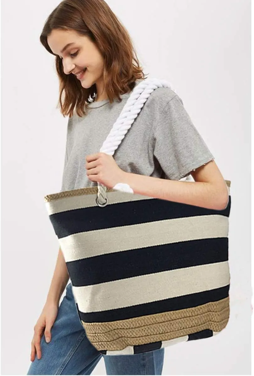 We We Large Canvas Straw Beach Pool Bag Waterproof Beach Tote Bags for Women Travel Shoulder Handbag