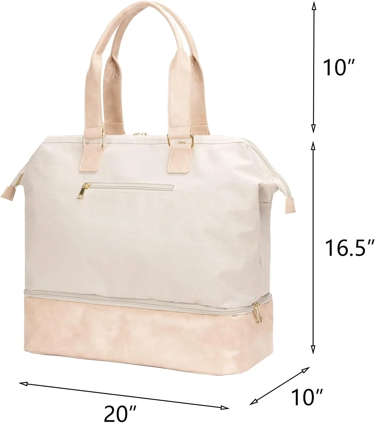 Weekender Bag with Shoe Compartment Travel Duffle, Carry On 20 Inch, Beige