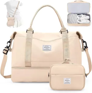 Weekender Bags for Women,Overnight Travel Duffel Bag,Personal Item Travel Bag with Shoes Compartment,Gym Bag,3pcs set