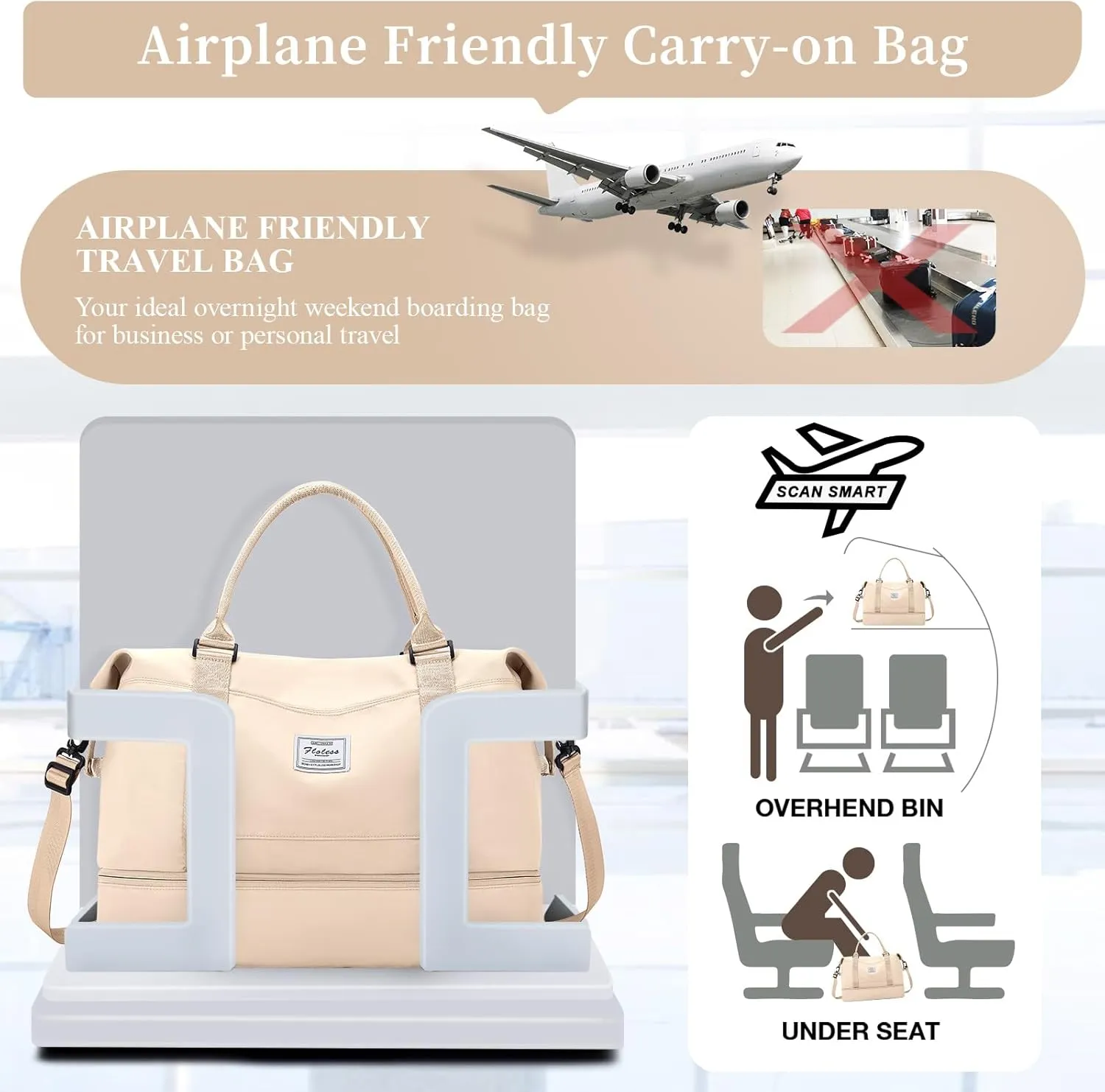 Weekender Bags for Women,Overnight Travel Duffel Bag,Personal Item Travel Bag with Shoes Compartment,Gym Bag,3pcs set