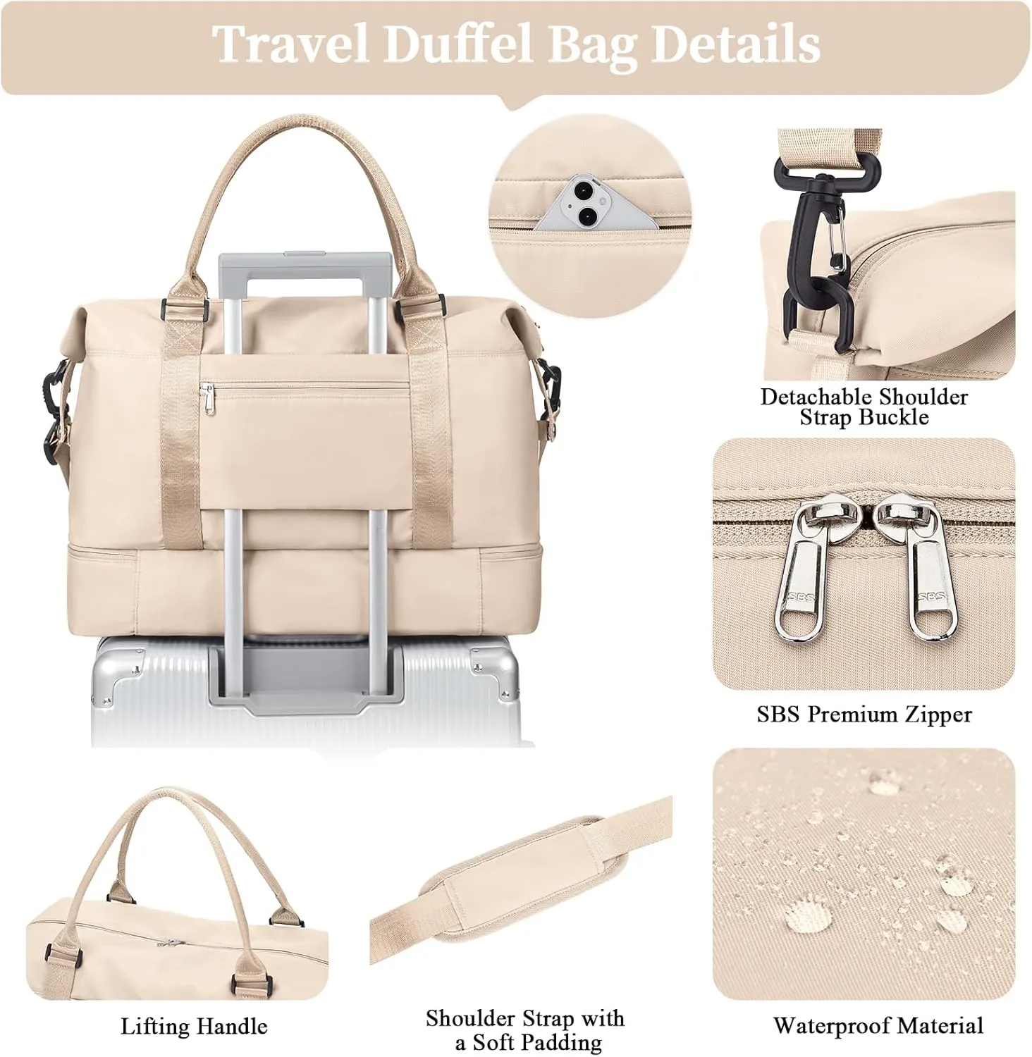 Weekender Bags for Women,Overnight Travel Duffel Bag,Personal Item Travel Bag with Shoes Compartment,Gym Bag,3pcs set
