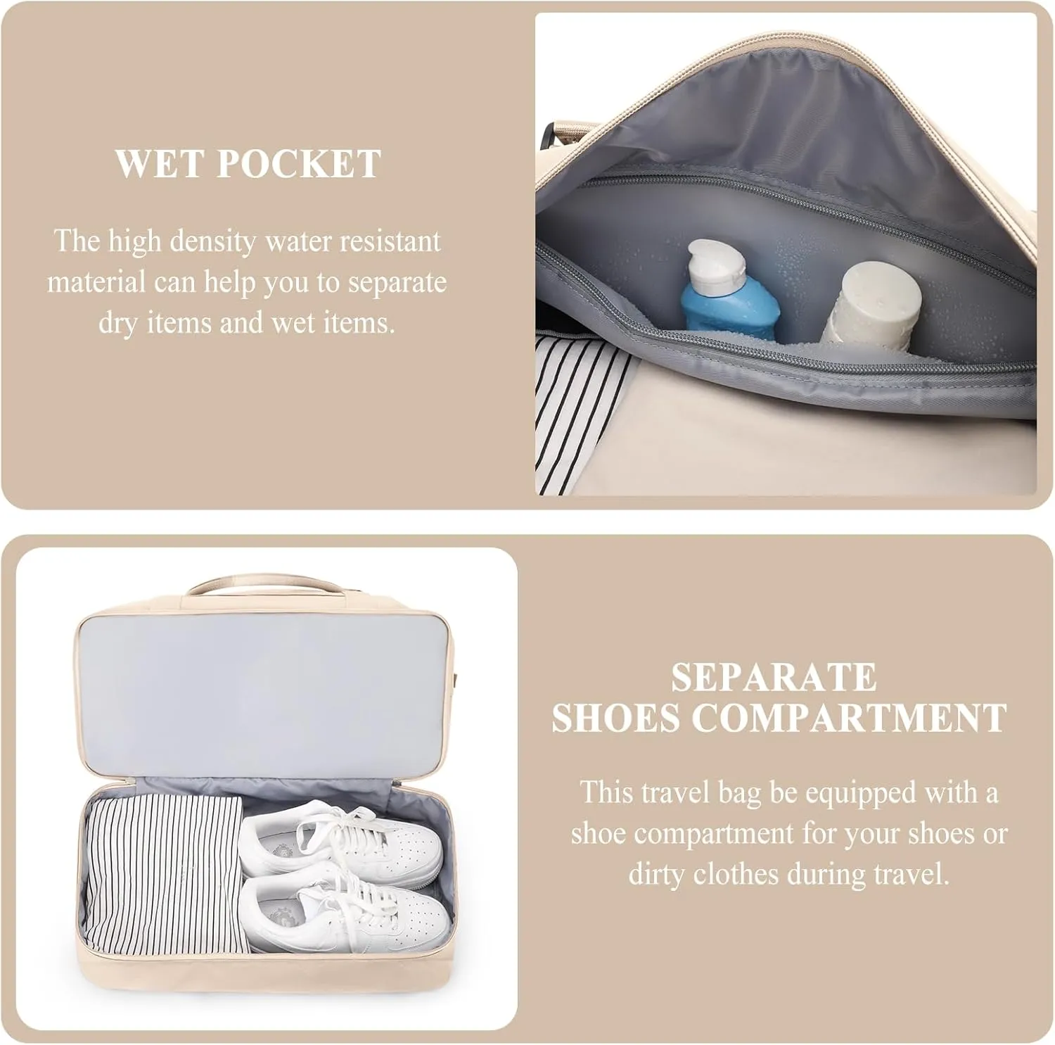 Weekender Bags for Women,Overnight Travel Duffel Bag,Personal Item Travel Bag with Shoes Compartment,Gym Bag,3pcs set