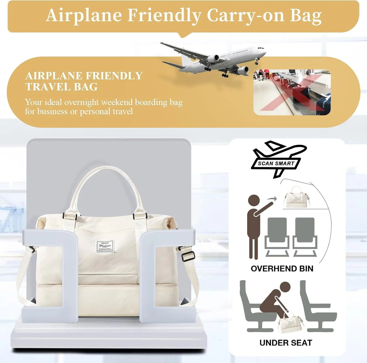 Weekender Bags for Women,Personal Item Travel Bag with Shoes Compartment,Overnight Travel Duffel Bag