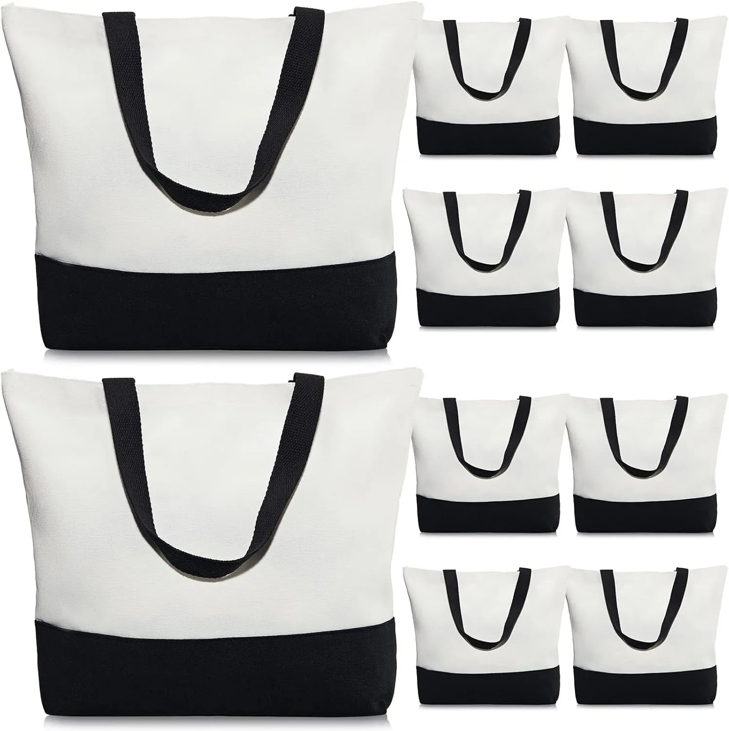 Weewooday 10 Pack Canvas Tote Bag Large Blank Reusable Grocery Bags with Handles DIY Cloth for Shopping Beach Travel