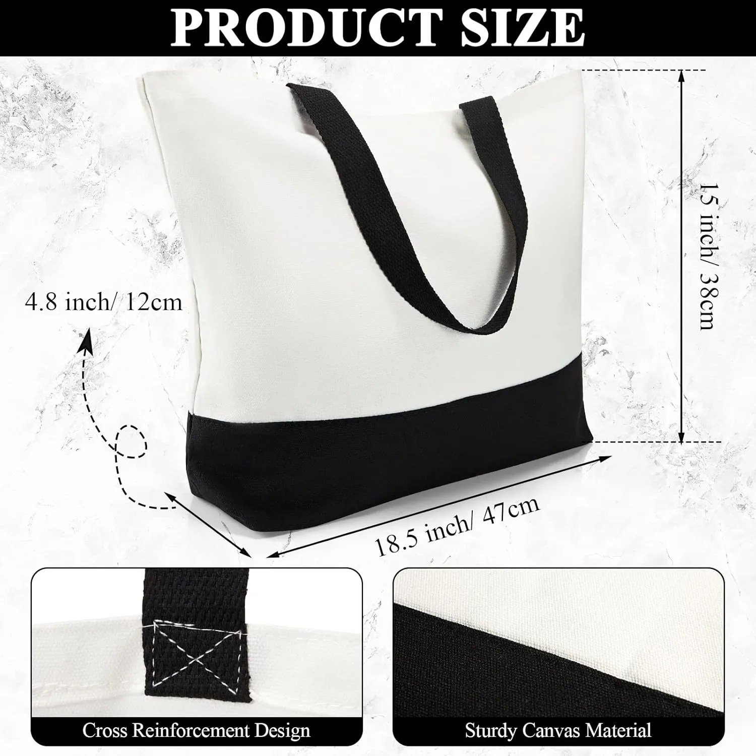 Weewooday 10 Pack Canvas Tote Bag Large Blank Reusable Grocery Bags with Handles DIY Cloth for Shopping Beach Travel