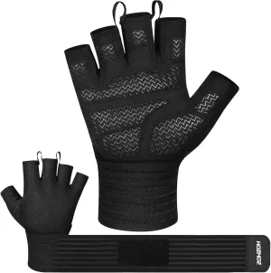 Weight Lifting Gloves with Wrist Support, Gym Workout Gloves for Men Women, Full Palm 6mm Padded & Grip, Exercise Wrist Wraps for Weightlifting, Fitness, Strength Training