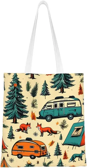 Welcome to Campite Canvas Tote Bag for Women Reusable Grocery Shoulder Bags Shopping Handbags
