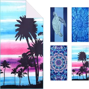 WELTRXE Microfiber Beach Towel Fast Drying, Large 63" x 31.5" Sand Free Beach Towel Adults Kids Oversized Thin Compact Lightweight Pool Towels for Swim, Travel, Camping, Picnic, Yoga, Gym, Sports