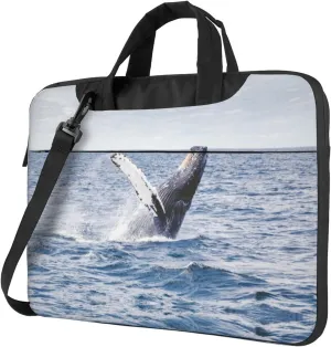 Whale Above Sea Water Printed Laptop Bag Tote Shoulder Briefcase Messenger Bag For Unisex Business Office Work Bag