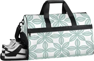 White Geometry Gym Duffle Bag for Men, Fan Shape Waterproof Sports duffle bag for travel Weekender Bags for Women Overnight Bag with Shoes Compartment