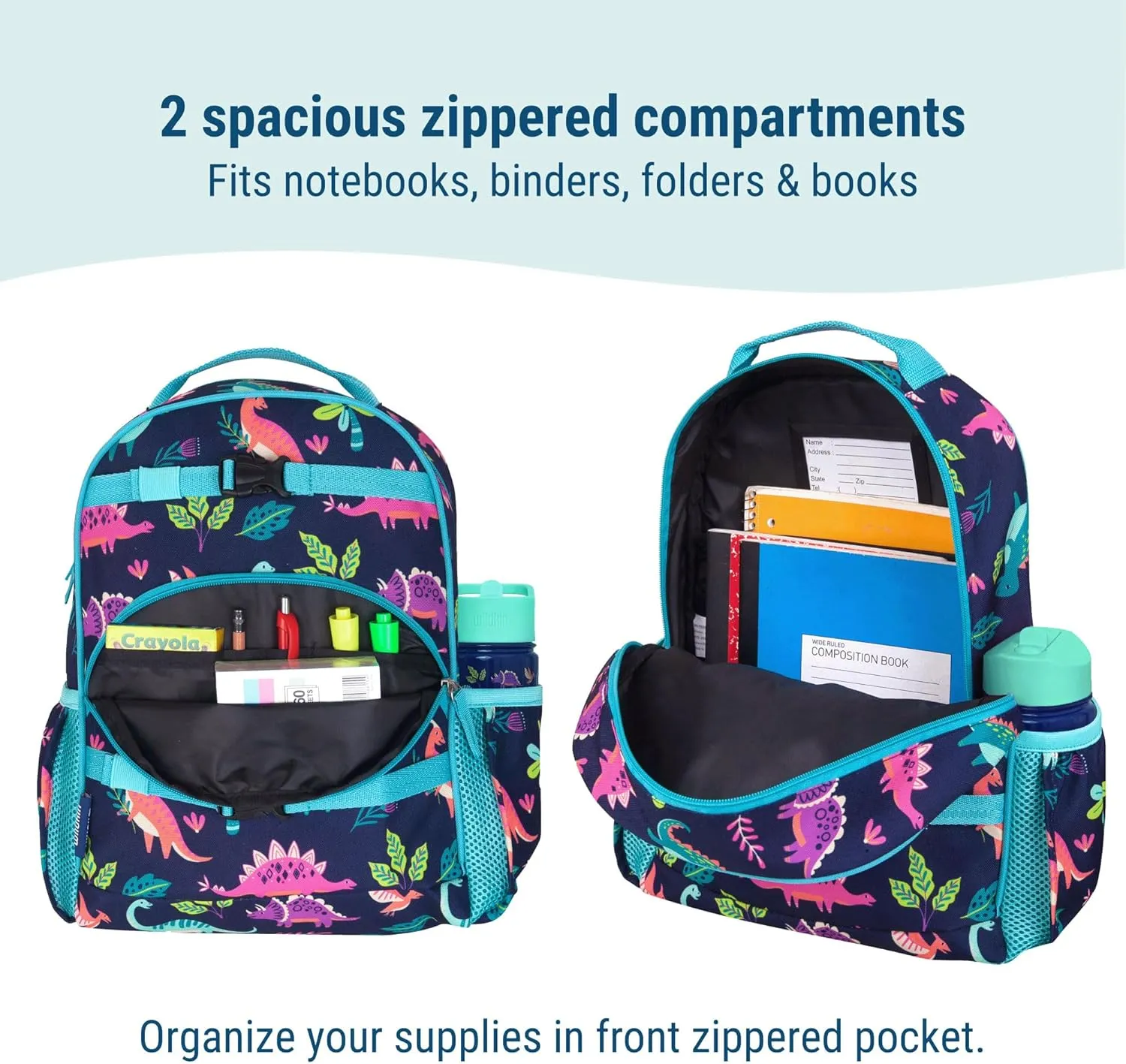 Wildkin ECO rPET 15-inch Kids Backpack – Sustainable, Padded, Adjustable – Darling Dinosaurs