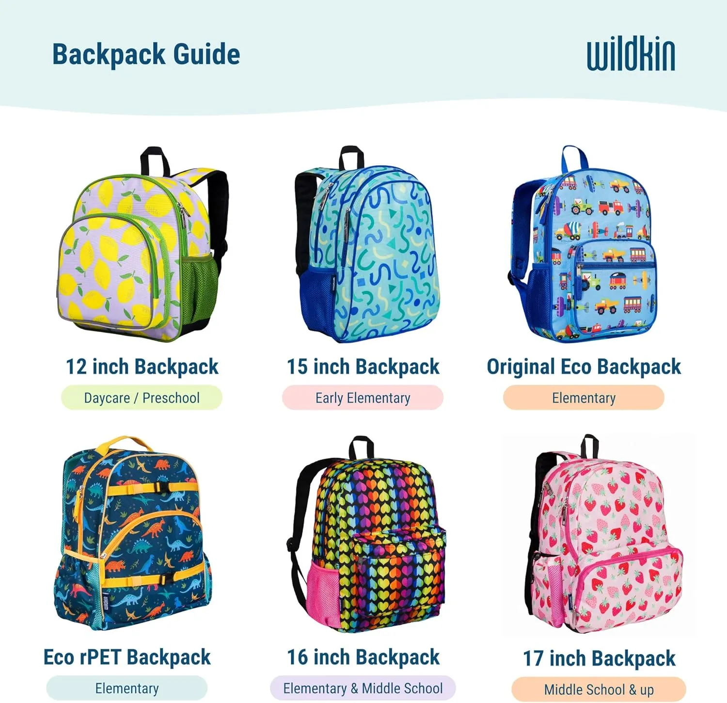 Wildkin ECO rPET 15-inch Kids Backpack – Sustainable, Padded, Adjustable – Darling Dinosaurs