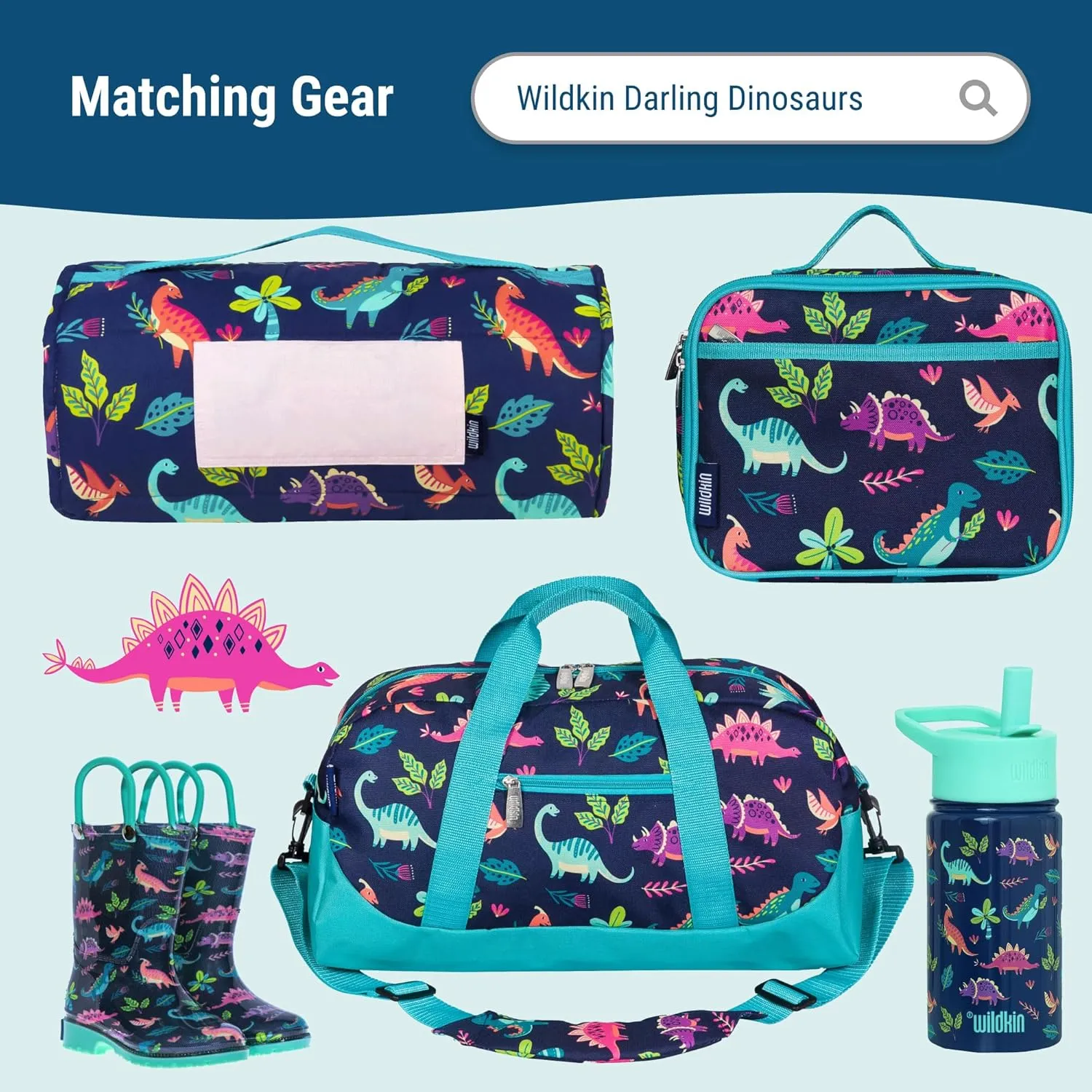 Wildkin ECO rPET 15-inch Kids Backpack – Sustainable, Padded, Adjustable – Darling Dinosaurs