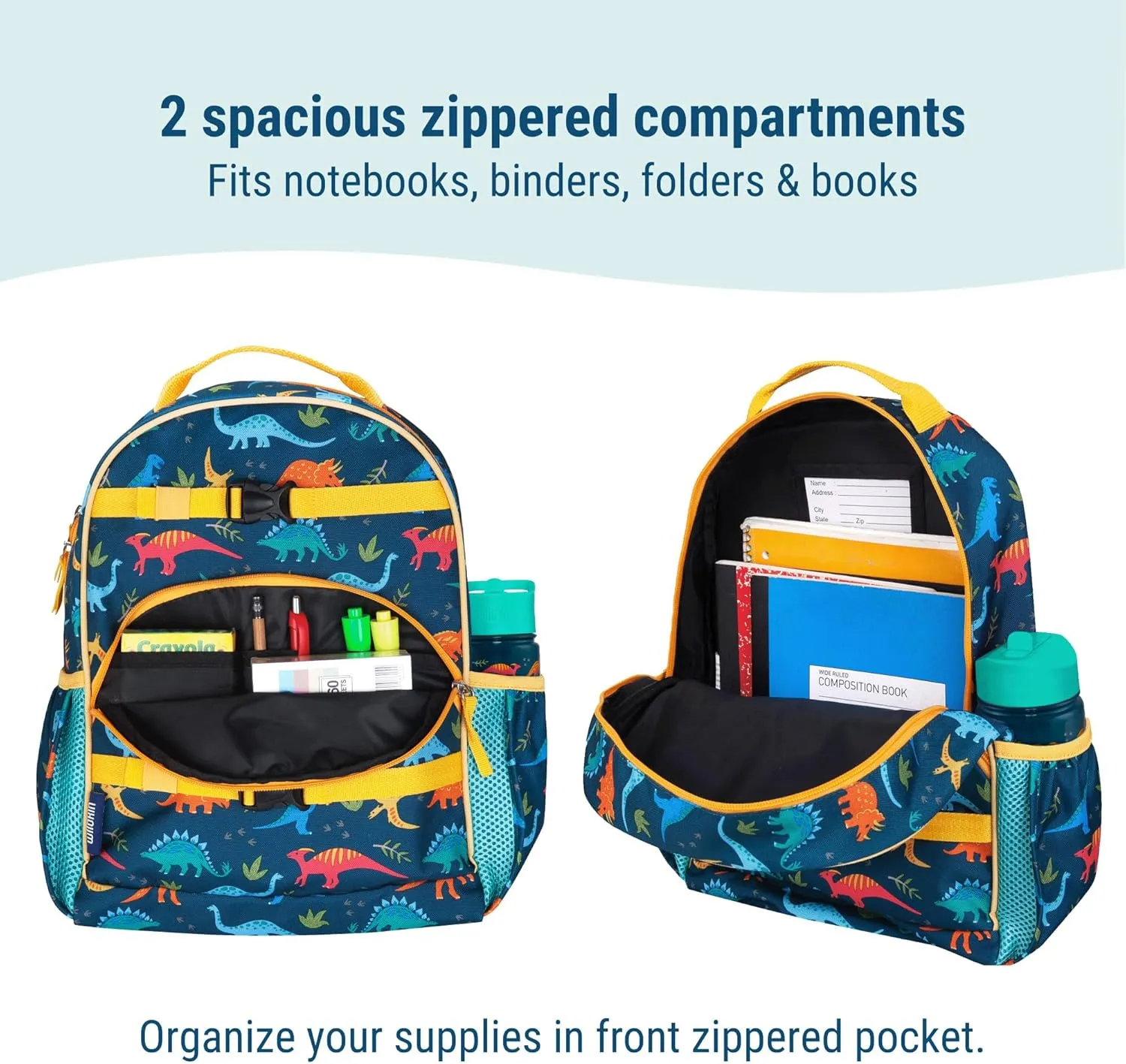Wildkin ECO rPET 15-inch Kids Backpack – Sustainable, Padded, Adjustable – Jurassic Dinosaurs