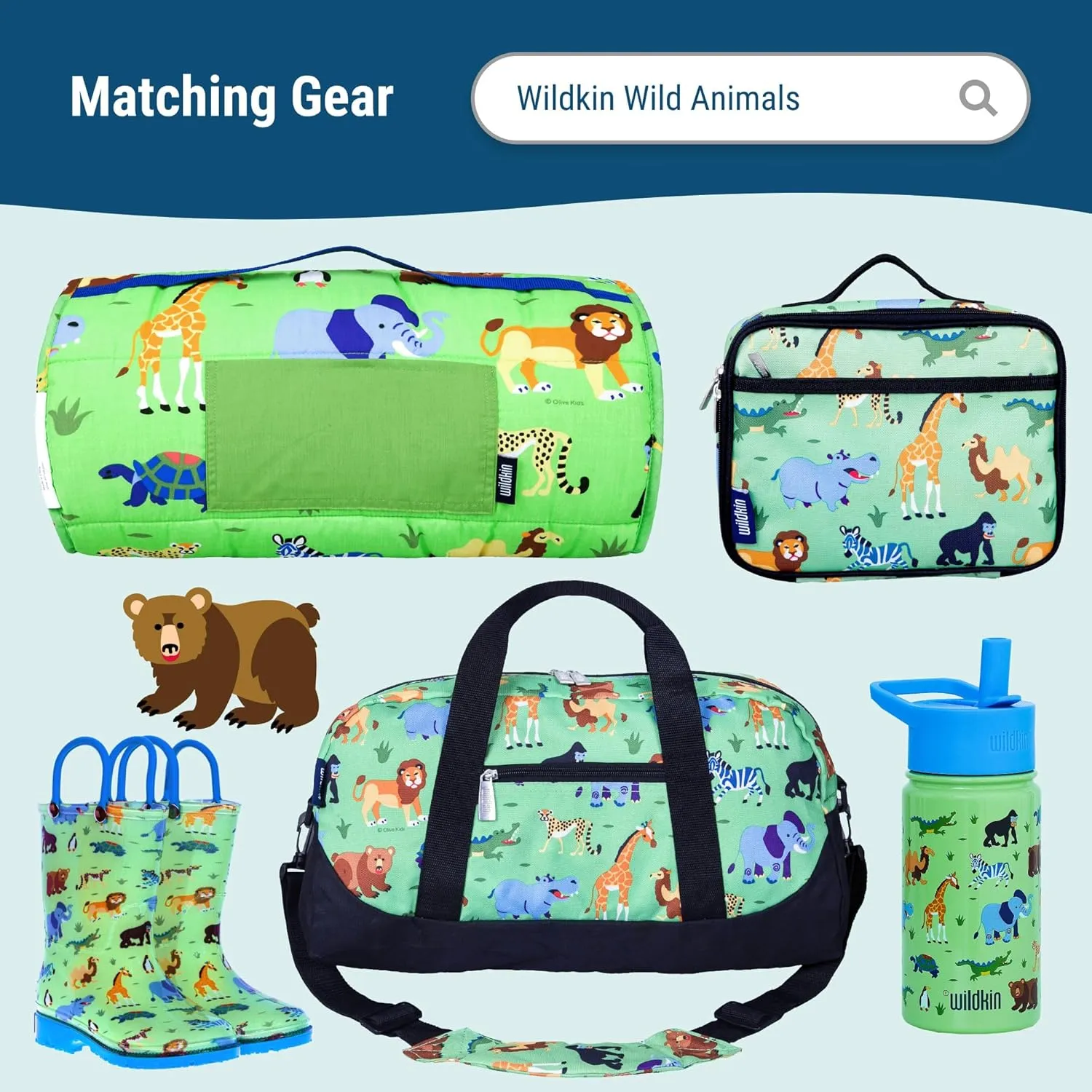 Wildkin ECO rPET 15-inch Kids Backpack – Sustainable, Padded, Adjustable – Wild Animals