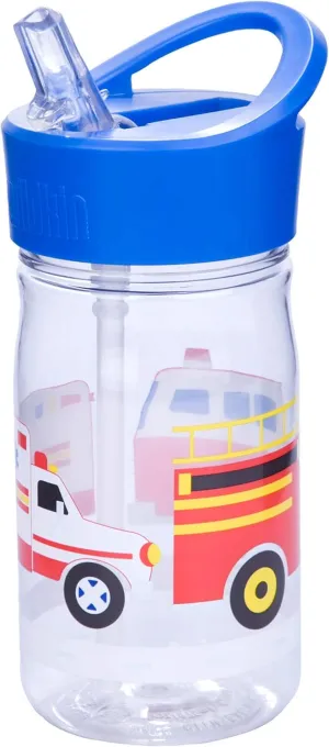 Wildkin Kids Reusable 16 Ounce Water Bottle for Boys and Girls, Features Straw Top and Carrying Handle, Ideal Size for School or Travel, Easy to Clean, BPA-free, Olive Kids (Heroes)